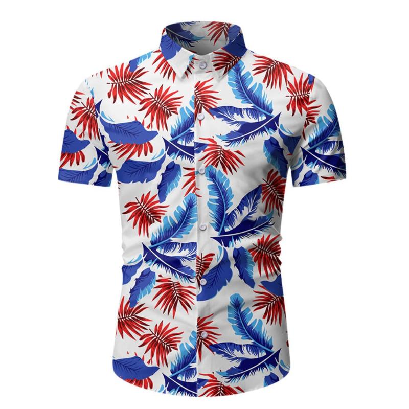 

Casual Summer Shirt Short Sleeve Print Hawaiian Shirt Men Button Mens Shirts Regular Slim Fit Fashion Chemise Homme #20, Black