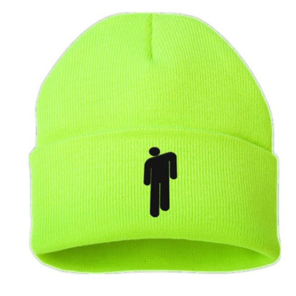 

Autumn Winter Hats Stretch Adult Soft Knitted Caps Hip-Hop Little Man Women Beanie Fashion Bonnet Embroidery Warm Casual, Fluorescent green