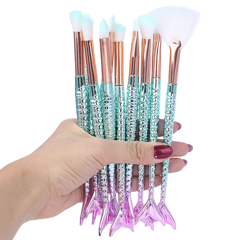 

6/10pcs Kits Makeup Brushes Tool Cosmetics High Quality Set Of Bronzer Mermaid Highlighter Foundation Face Eyeshadow Lip Artist