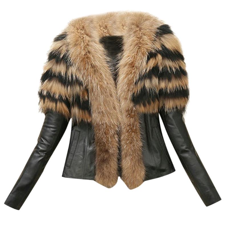 Mediados De largo Parkas Tamaño Grande Prendas de abrigo abrigo mujer imitación piel de zorro Leopardo Punk 2019