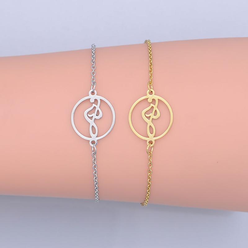 

100% Stainless Steel Dainty Love Music Note Charm Bracelet For Women Wholesale Factory Sale High Polished Bracelets