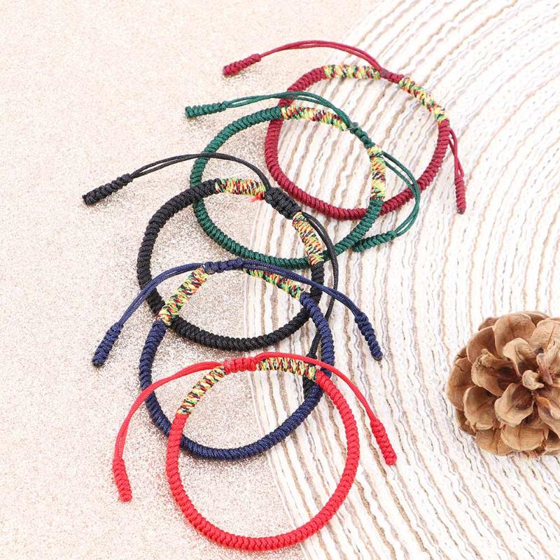 

Tibetan Handmade Buddhist Lucky Bracelets & Bangles For Women Men Black Rope Knots Amulet Gift Tibetan Braided Bracelet