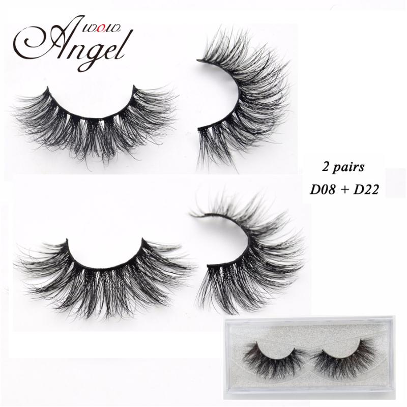 

WOWANGEL 2pairs 3D Mink Eyelashes Natural Volume Dramatic Lashes Cotton Band False Lashes Makeup Eyelash Extension D08 D22 Lash