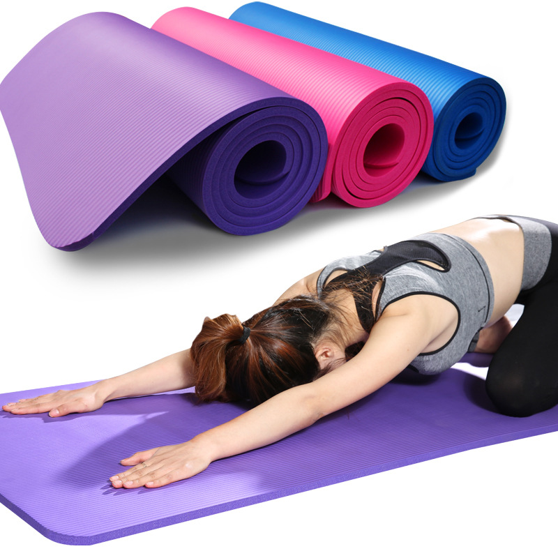 

Yoga Mat NBR Eco Friendly Non Slip 183cm*61cm*1cmwith a Carrying Strap for Yoga Fitness Exercise Pilates, Blue