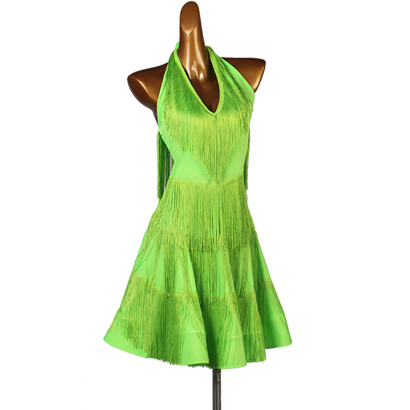 

Women Latin Contest Dance Dress 2020 Sexy Green Latin Dancing Wear Adult Cheap Standard Rumba Samba Dance Skirt