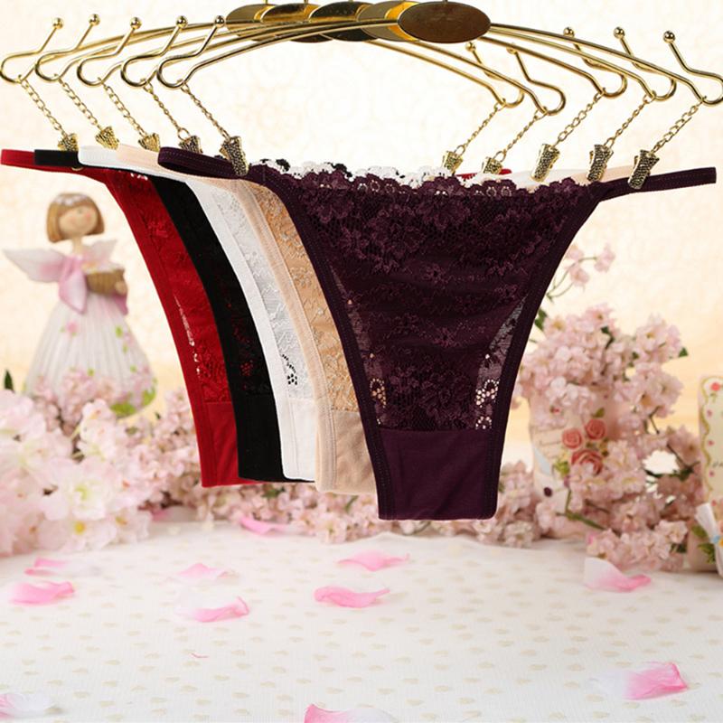 

Fashion Women's Panties Ultra-thin Underwear Lace G-string Elastic Strap Bandage Briefs Sexy Underwear, White
