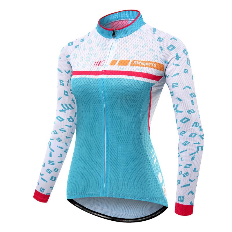 

MTSPS Women Cycling Jersey Clothes Mtb Bicycle Clothes Ciclismo Jersey Outdoor Sportswear Long Sleeve Spring Cycling Clothing, Light blue short