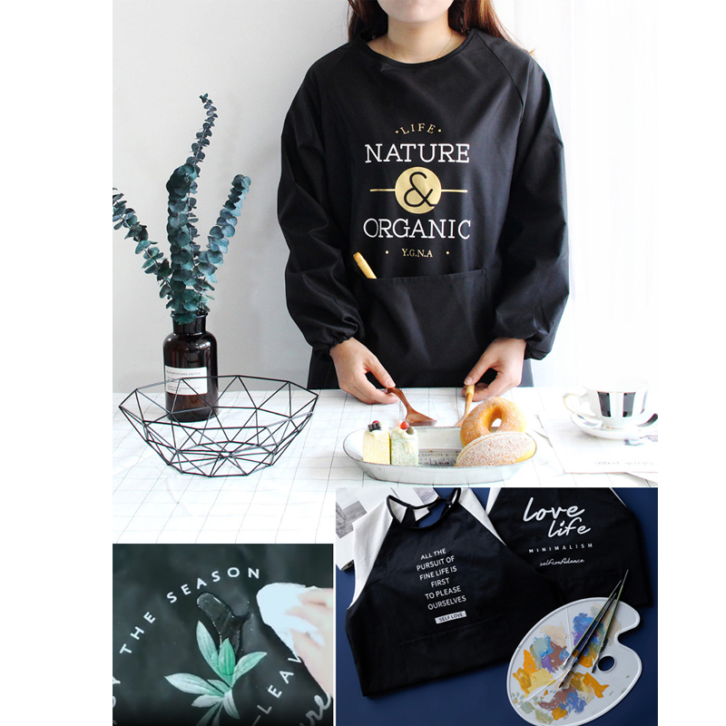 

Oilproof and Waterproof Long-sleeved Kitchen Aprons for Woman and Man Full Body Cover Housework Antifouling Cleaning Clothes