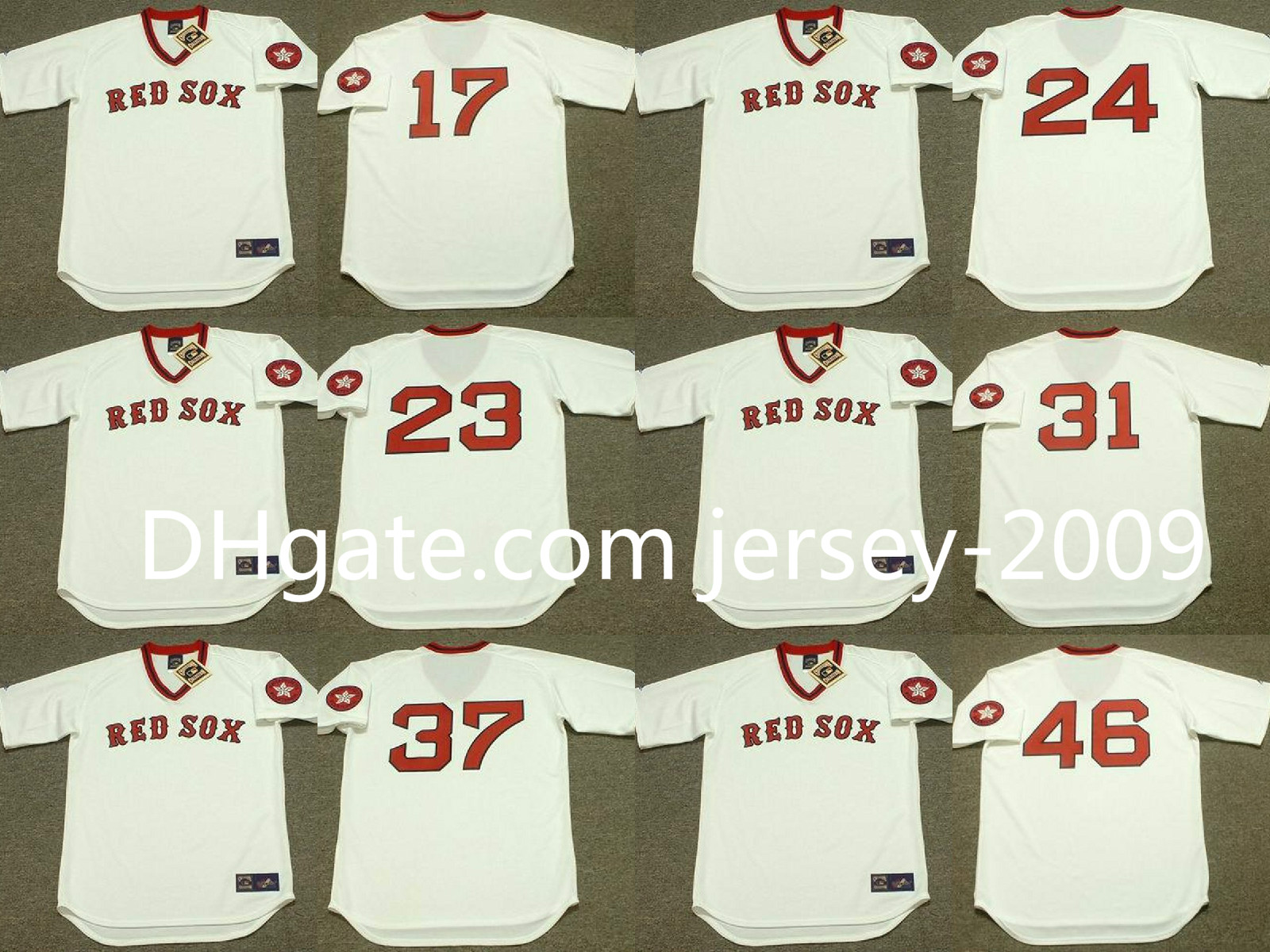 

Boston 31 FERGUSON JENKINS 24 DWIGHT EVANS 23 LUIS TIANT 17 CECIL COOPER 37 BILL LEE 46 BOB STANLEY Baseball Jersey Stitched 01