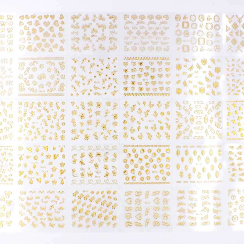 

30 Pcs/set Bronzing 3D Nail Sticker Butterfly Spider Web Design DIY Hollow Geometry Nail Art Decor Manicure Sticker Decals, As pic