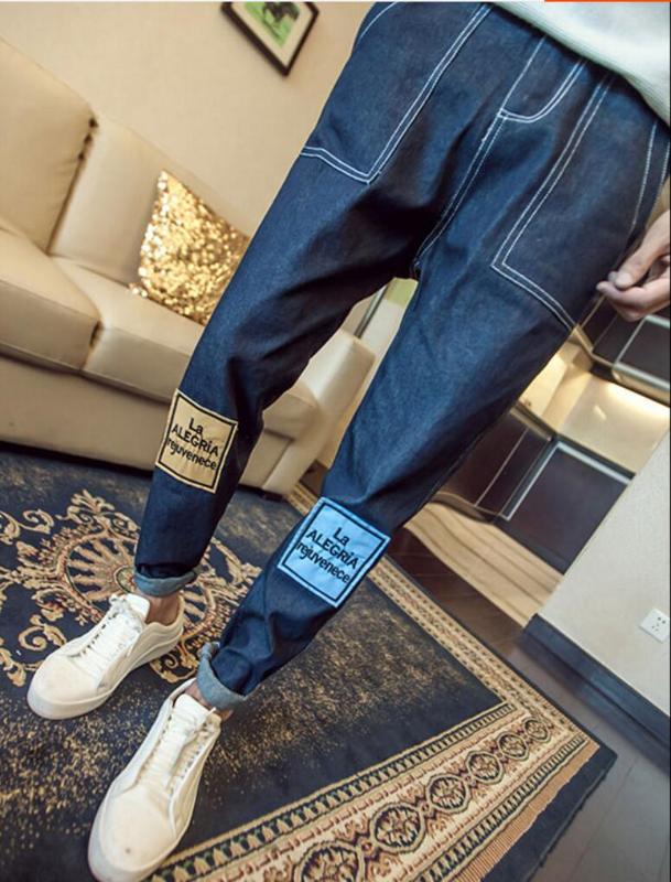 

5XL ! 2020 men's clothing singer Bigbang Patchwork loose elastic low grade pants jeans big size loose trousers costumes, Black
