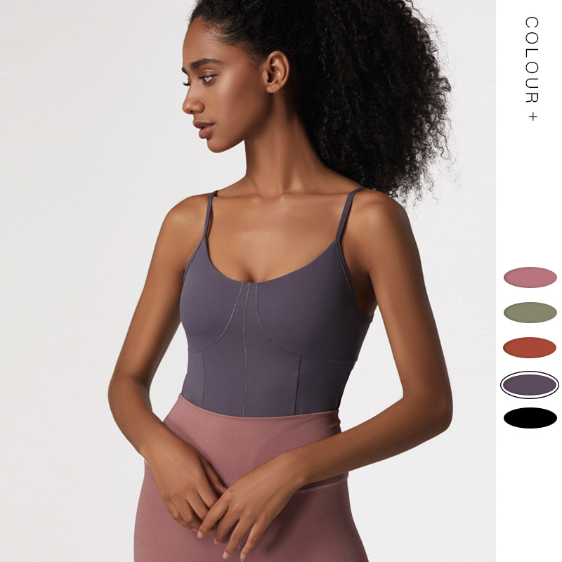 

2020 New Push-up -resistant Bare Sense Yoga Sports Bra Adjustable Condole Belt Sports Vest Womens /30, Grayish purple