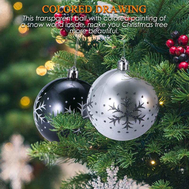 

6pcs Christmas Tree Balls Diameter 8cm Snowflake Color Drawing Decorations Ball Xmas Party Wedding Ornament