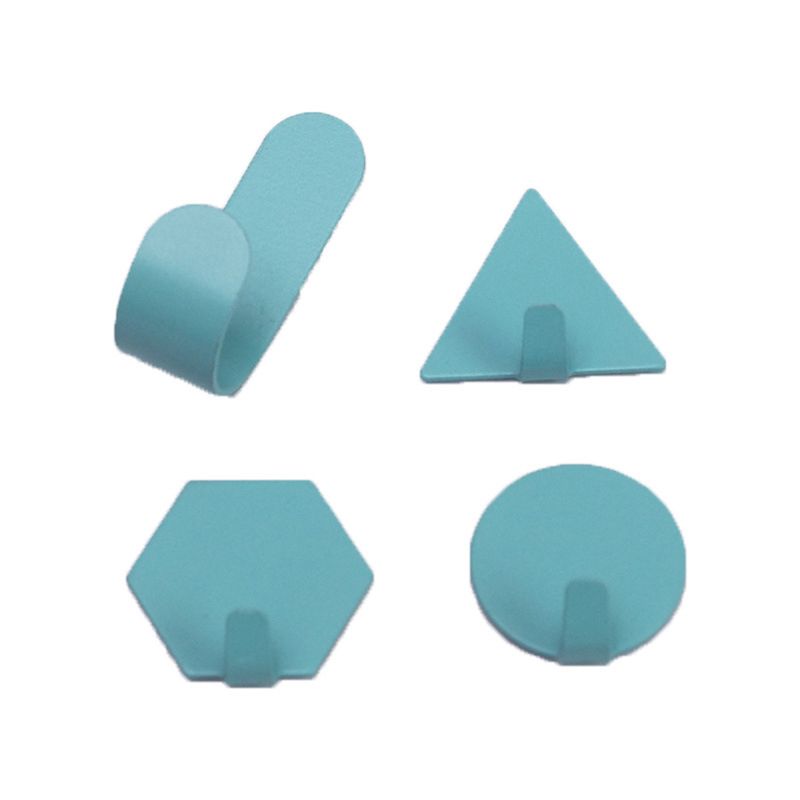 

4pcs/set Self Adhesive Geometric Shape Sticky Hook Key Towel Cloth Hat Storage Sticky Hanger Bathroom Kitchen LX9C
