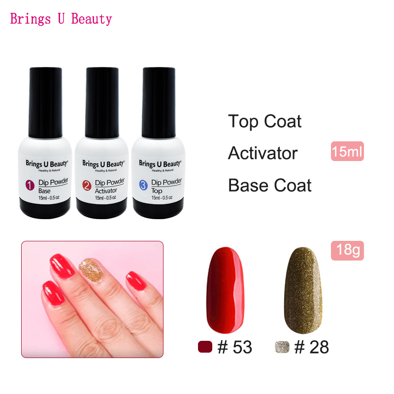 

Very Fine 5 in 1 Red Golden Silver Dipping Powder Tool Kits Set 18g/Box 15ml Base Coat Top Coat Activator Dip Powder Natural Dry, Bu-18g-bta-19-24