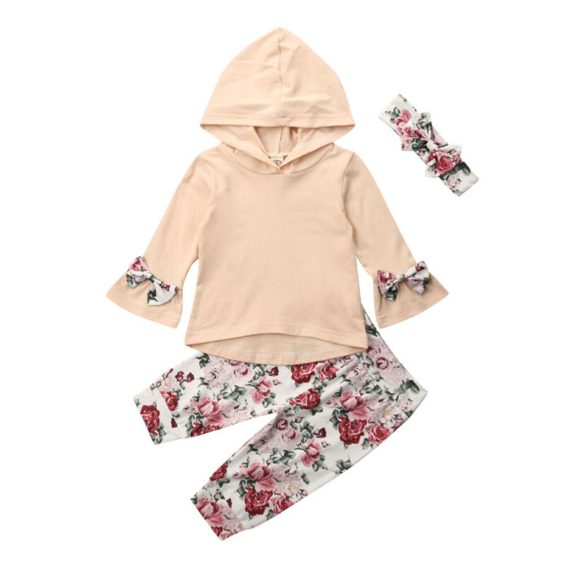 

Emmababy Infant Baby Girl Clothes Hooded Bowknot Tops Flower Long Pants Outfits Tracksuit, Purple