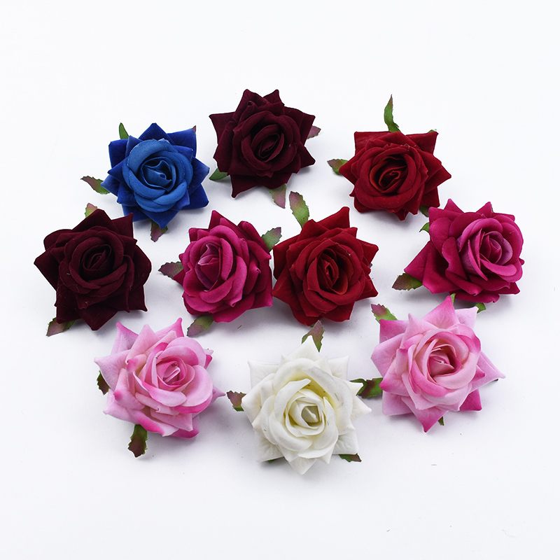 

30/50pcs Artificial flowers Silk roses head Wedding decorative Flowers wall Diy Christmas decorations for home Candy box Brooch, Mix
