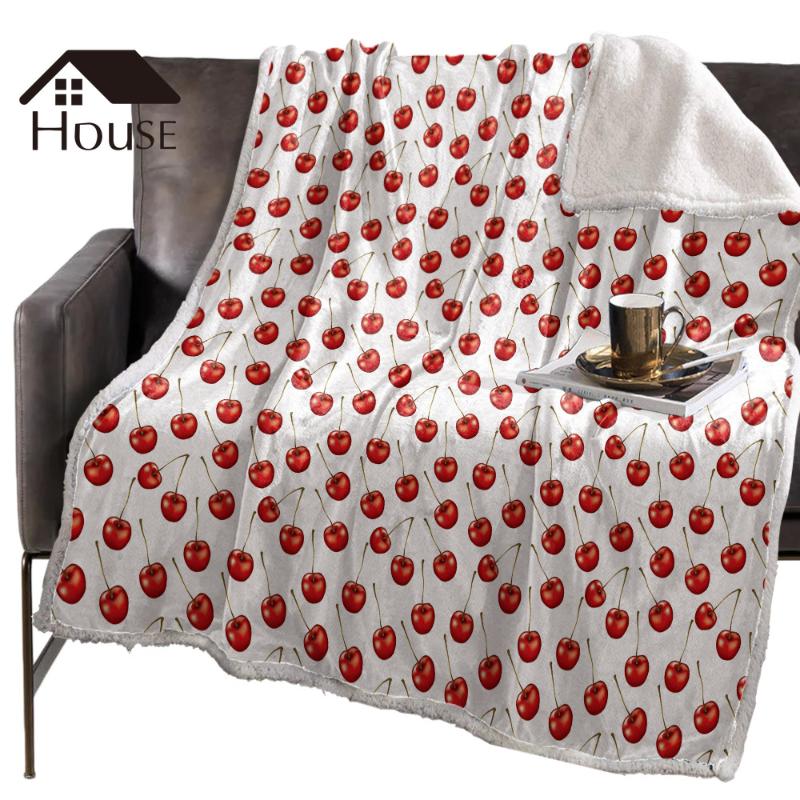 

BIGHOUSES Throw Blanket Lovely Fruit CherryBlankets Fleece Blankets Winter Blanket Personalized Blankets Bedclothes