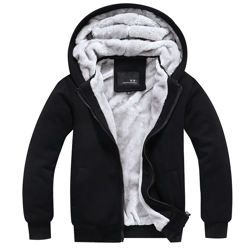 

Velvet thick men's trendy hooded hat with extra code winter coat hoodies, Black
