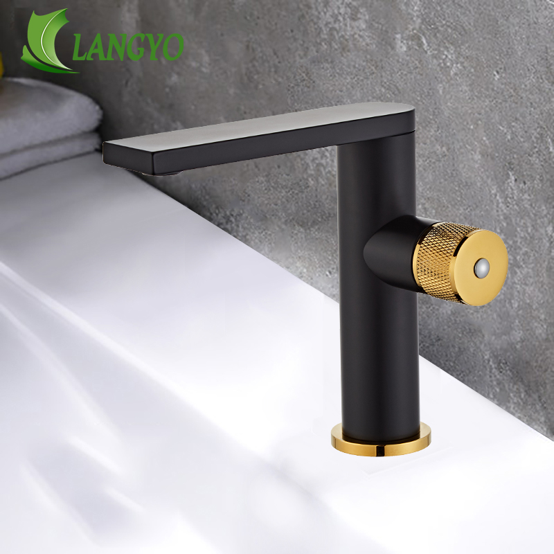

LANGYO Single Handle Single Hole Tall and Short Bath Sink Faucet Bathroom Basin Faucets Cold and Hot Tap Mixer BR-2020A96