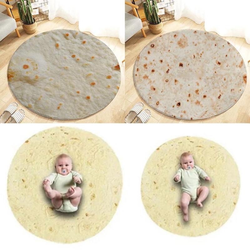 

Creative Round Flannel Mexico Burrito Tapestry Picnic Carpets Novelty Cloth Mat Blanket Rug Hanging Comfort Carpet Home Decor