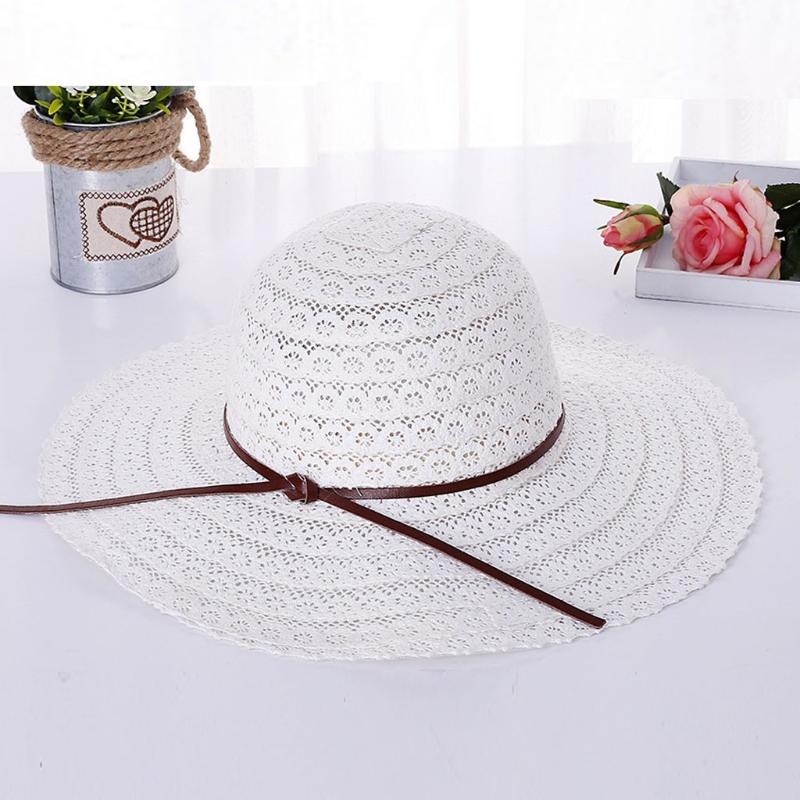 

Women Summer Cloth Hat Lace Big Eaves Sun Hat Foldable Sun Protection Beach Leisure Convenience durable practical Home, White