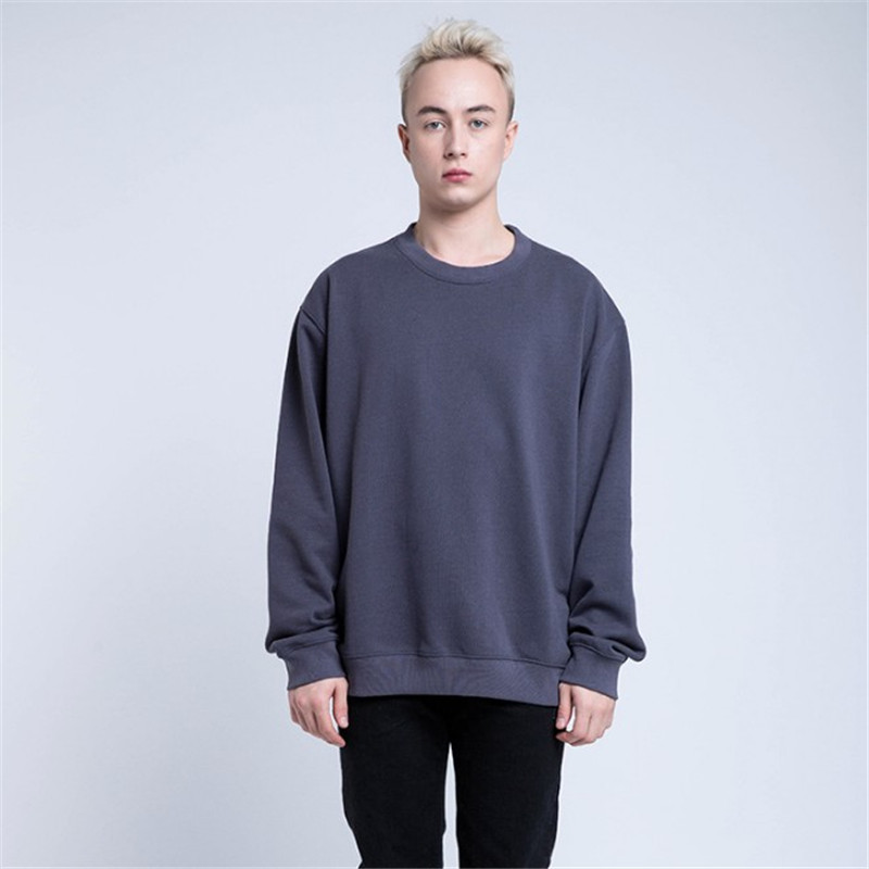 

Pullover Solid Color Sweatshirts Mens 2019 Trend Brand O-neck Autumn Thick Cotton Sweatshirt Loose Hip Hop Streetwear DS50905, Dark blue