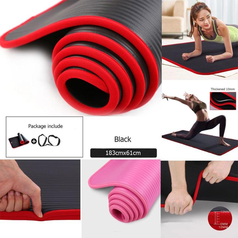

1830*610*10mm Yoga Mat Anti-slip Blanket EVA Gymnastic Sport Health Lose Weight Fitness Exercise Pad Women Sport Yoga Mat, Black