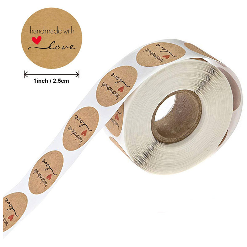 

500Pcs Round Labels Stickers Kraft Paper Baking Packaging Sticker Candy Bag Gift Box Packing Bag Self-adhesive Sealing Sticker