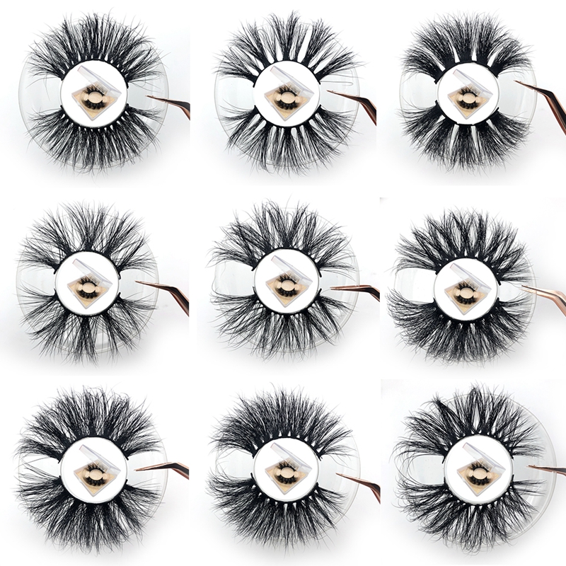 

Wholesale 30pcs Free Custom logo Private label 25mm 5d Mink Eyelashes Thick Natural Long False Eyelashes