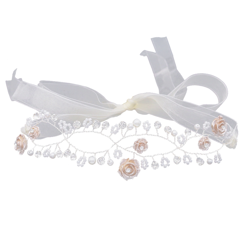 

Wedding Flower Girl Headdress Handmade Flower Beaded Children Hair Band