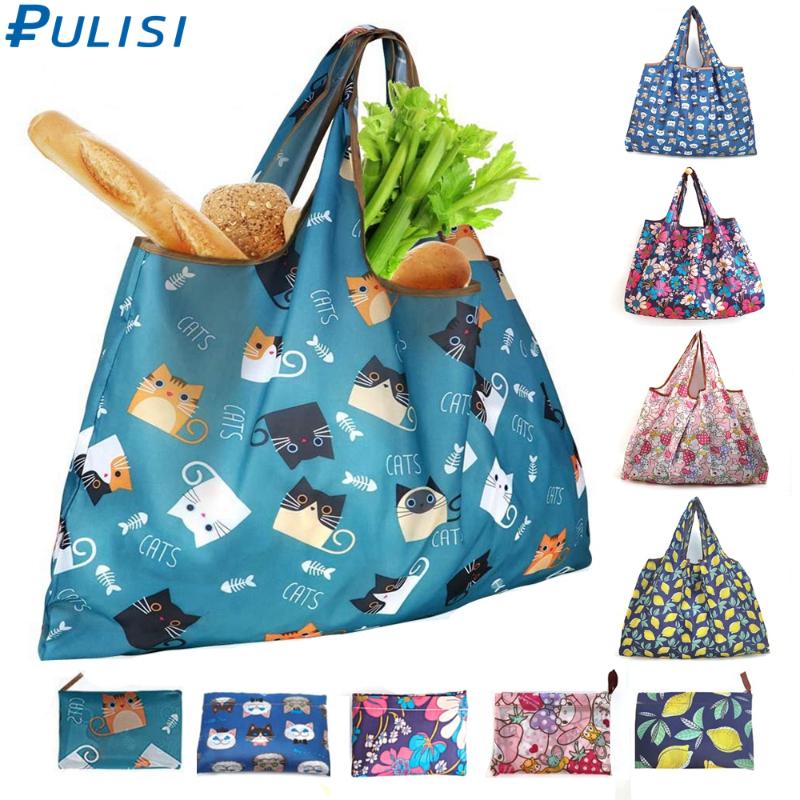 

Reusable Grocery Bags Large Size Eco-Friendly Ripstop Waterproof Storage Folding Shopping Bag Cute Groceries Bags Multi-color
