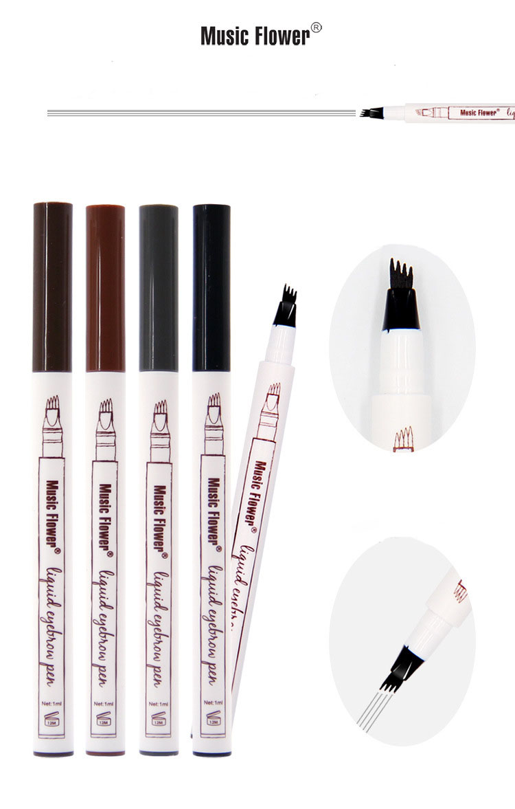 Long-lasting Waterproof Music Flower Liquid Eyebrow Pen 4 Pointed Eyebrow Enhancers Tattao Sense of Super Durable 4 Colors Available DHL-image-422820450