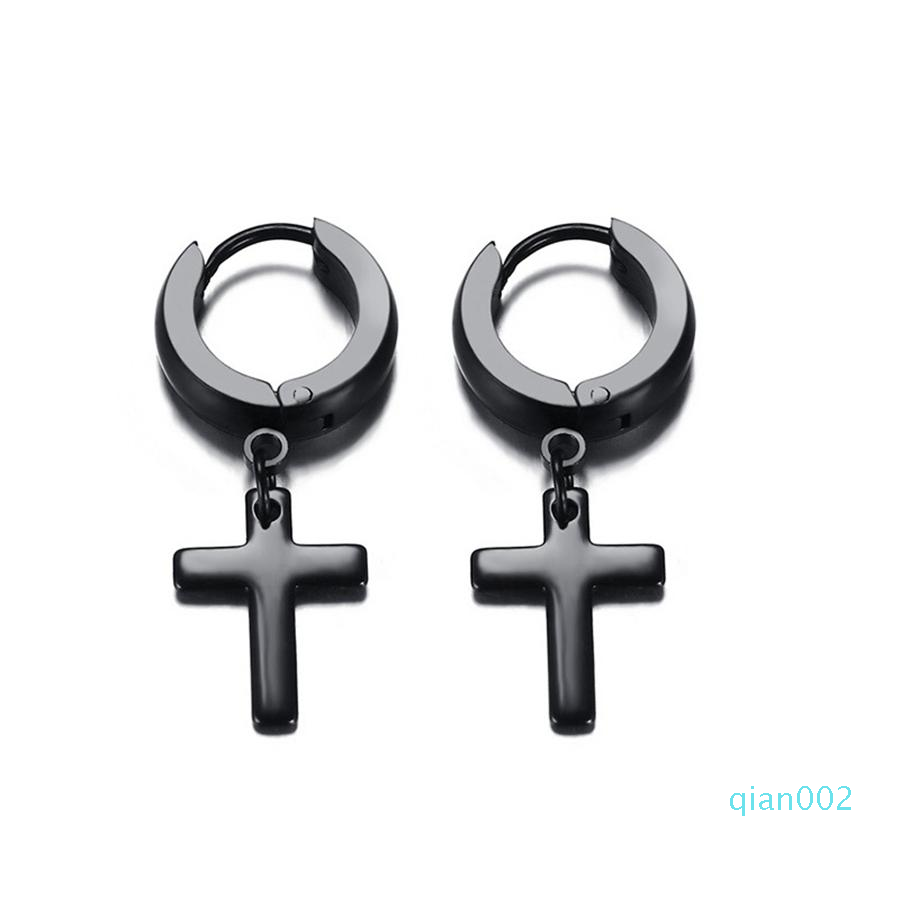 View Black Cross Earring Male Gif