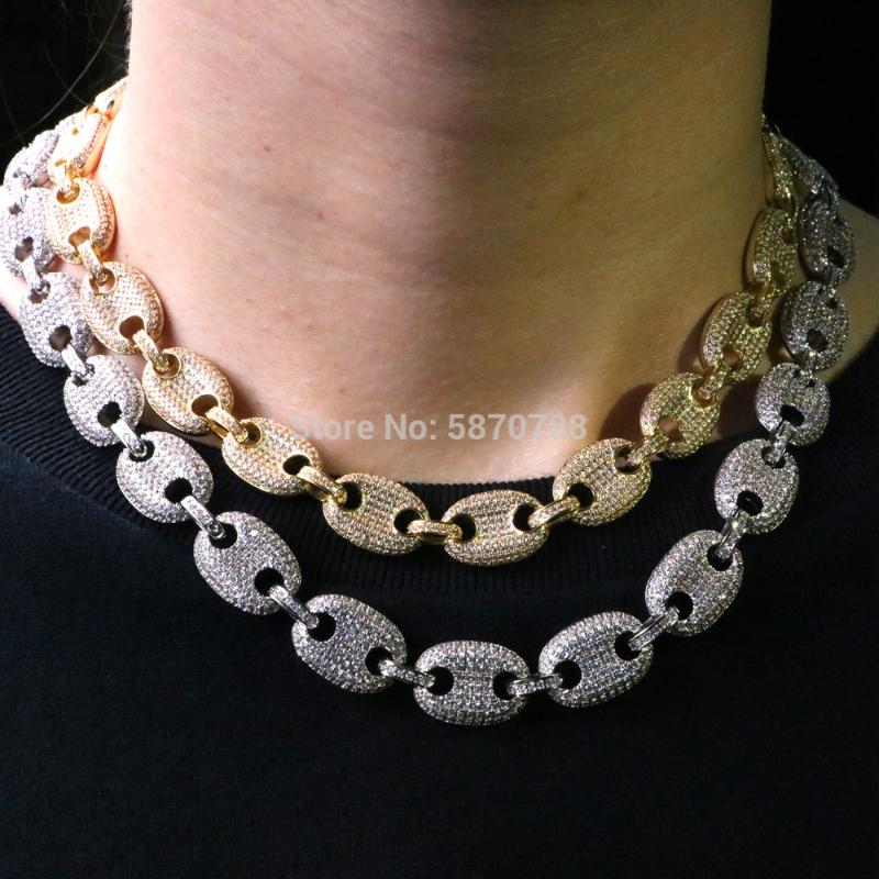 

High Quality Pig Nose Necklace Hip Hop Chain 9mm brass zircon party men chain