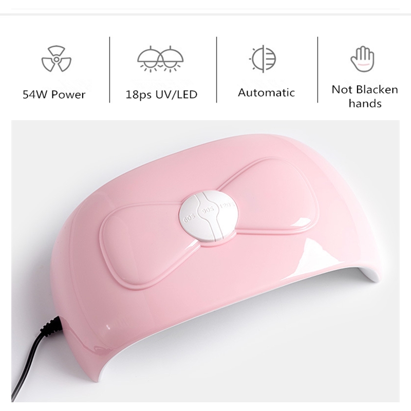 

60S/90S120S UV LED Nail Lamp For Manicure Nail USB Dryer Drying Gel Polish Ice Lamp 18 Pcs Auto Sensor Art Tools, 6w pink