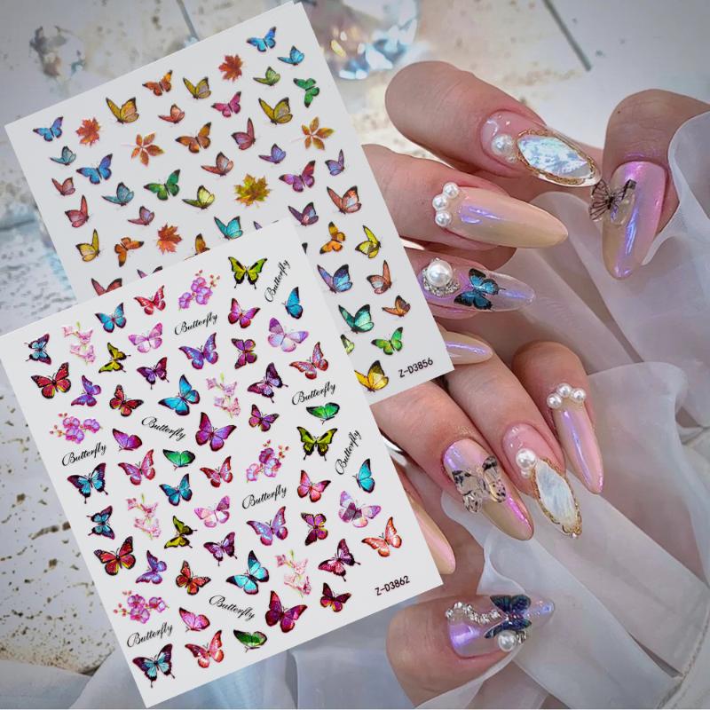 

New Fashion 3D Butterfly Nail Stickers Laser Holographic Self-adhesive Nails Decals Butterflies Decor Sticker Nail Art Decorat, Z-d3855