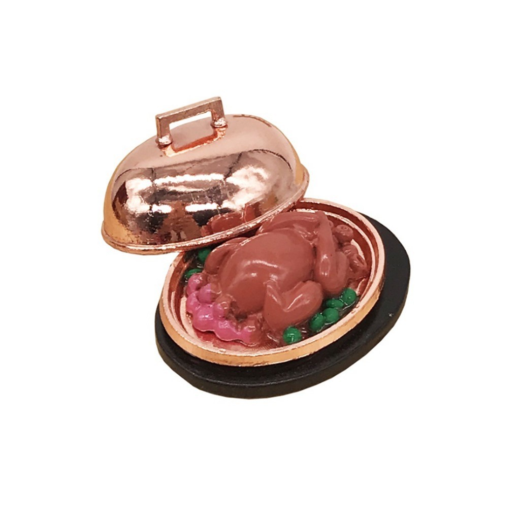 High Quality 1:12 Dollhouse Miniature Food Christmas Turkey With Lid Pretend Play Toy funny Kids Toy Gift Z0306-image-580168812