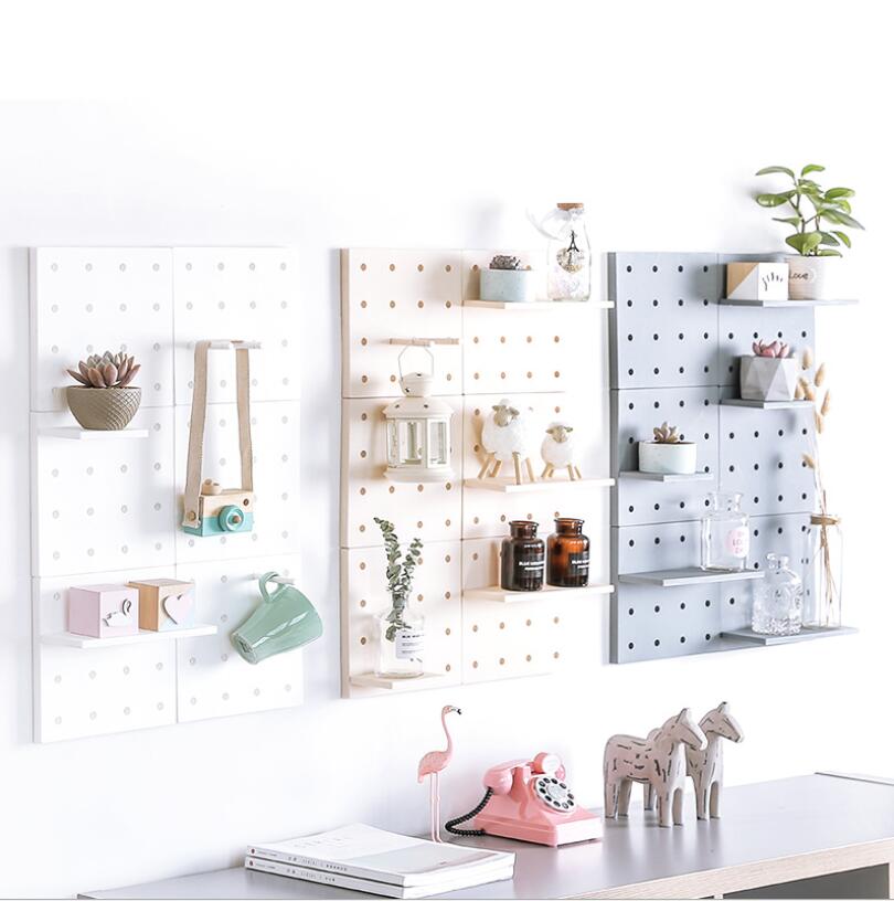 Plastic Racks Storage Holders hole board living room kitchen bedroom partition hanging wall shelf-image-580680304