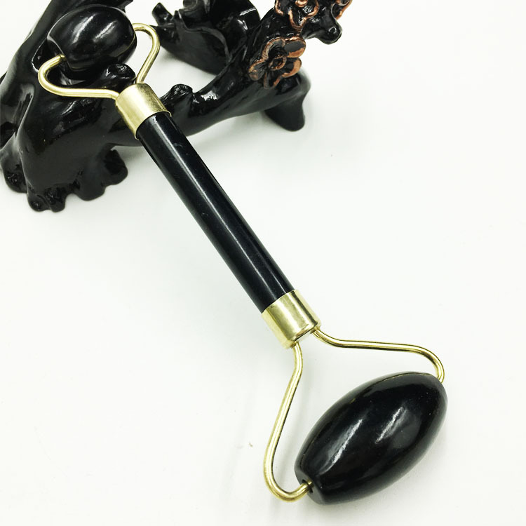 Natural Black Obsidian Massage Roller Double Head Jade Stone Facial Massage Roller Guasha Set Tool Skin Care Real Jade Roller RRA3401-image-564894820