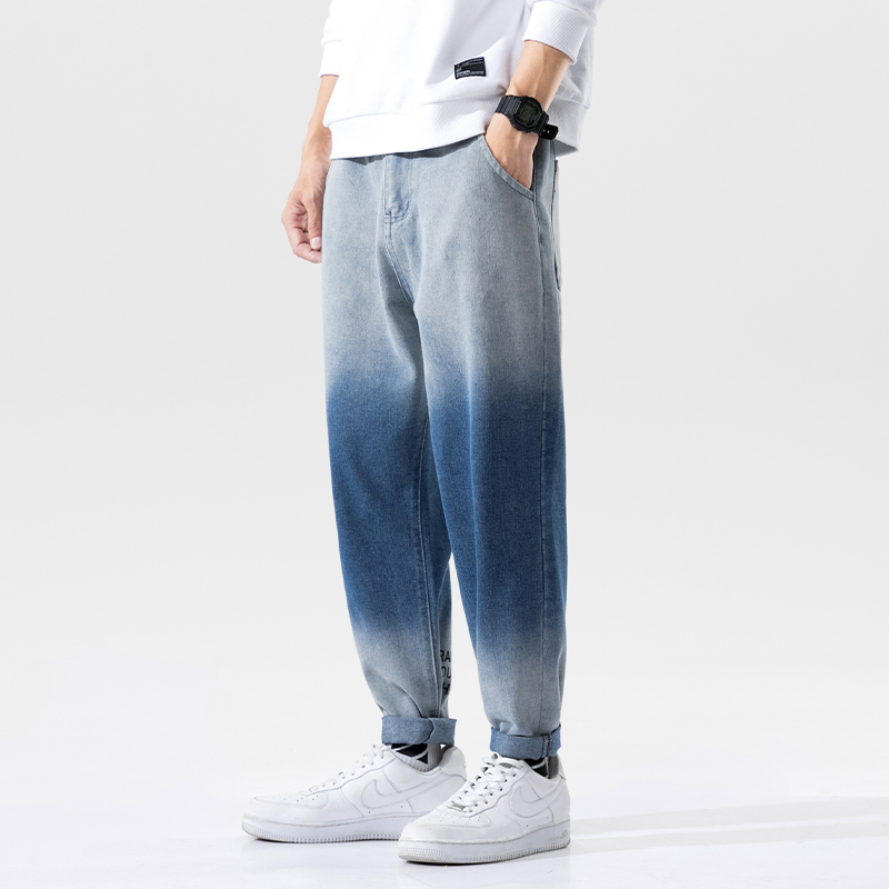 

Autumn jeans han edition tide male thin straight loose money boy joker pants men's leisure trousers, Black