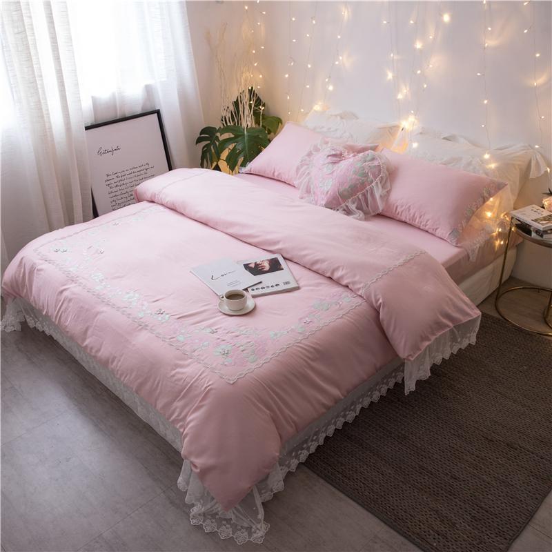 

Jpcs luxury Egypt Cotton Romantic Girl Bedding set Embroidery lace Duvet Cover set bed Sheet pillowcases Queen King size, Mkjj1