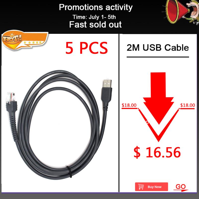 

5pcs/lot 2M New USB Cable For Motorola Symbol LS2208 Li2208 LS4328 LS6608 LS3008 CBA-U01-S07ZAR Barcode scanner Reader