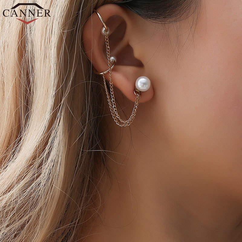 

Januarysnow Single Creative Gold Earings Fashion Jewelry 2019 Pearl Earrings for Women Clip On Earrings Korean Aretes De Mujer Oorbellen FI