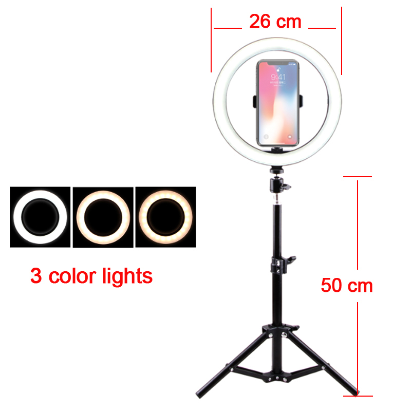 

16-26cm/10inch LED Selfie Ring Light Dimmable LED Ring Lamp Photo Video Camera Phone Light ringlight For Live YouTube Fill