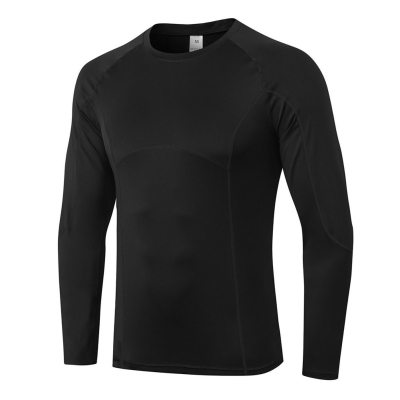 

Men' Tight-fitting Quick-drying Tee Fitness Training Long-sleeved Sportswear Top High-elastic Running Sweat Wicking T-shirt, Black