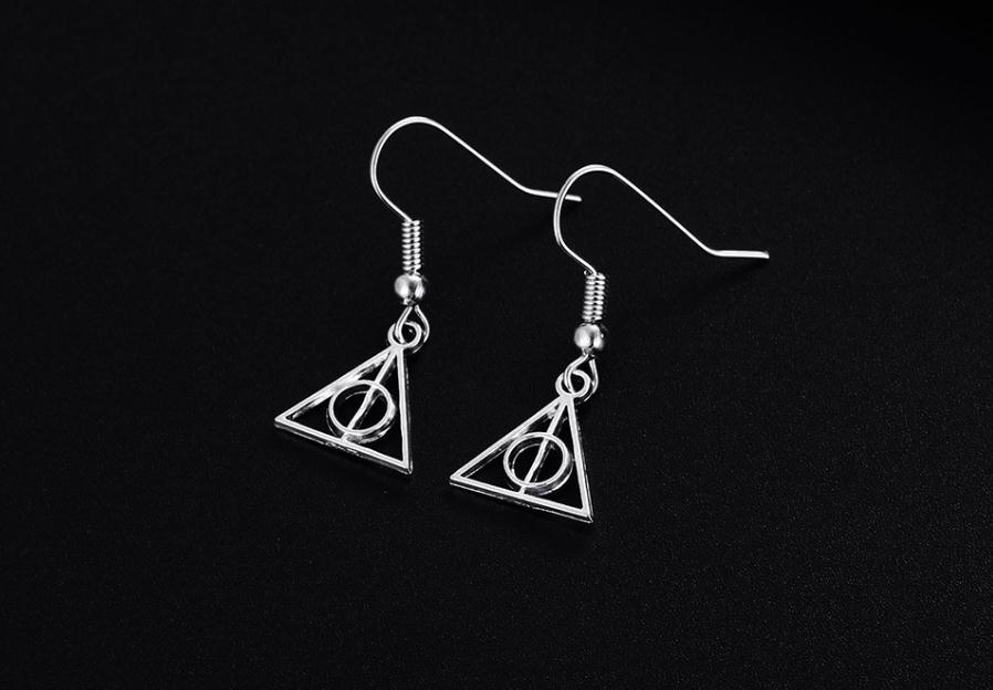 

New Earrings 20Pair/lot Silver plated Deathly Hallows Charms Earrings Ear Stud For Women Popular Jewelry, Golden
