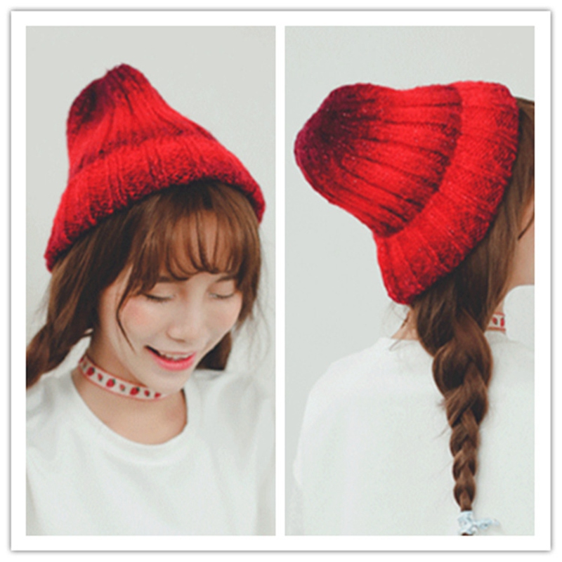 

Fashion Rainbow Color Knitted Hat Korean Version Crimping Casual Tide Keep Warm Autumn Women'S Winter Cap Beanie Hat, 03