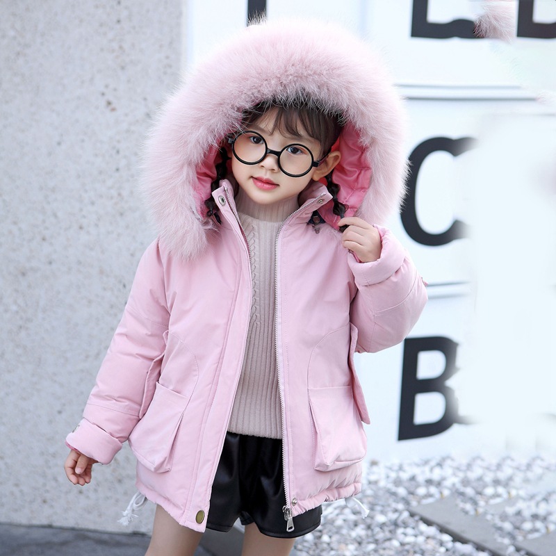 

Baby girl jacket 2020 autumn winter girls jacket children thickened Fur collar warm Thick clothes children, As picture