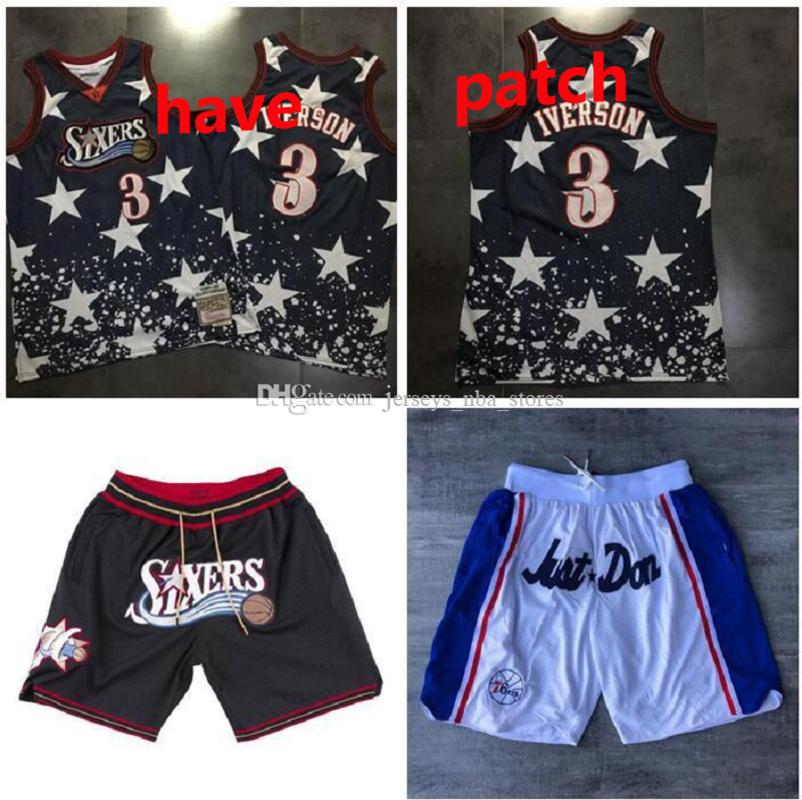 

Men's Basketball Philadelphia 76ers 3 Allen Iverson Mitchell & Ness 1997-98 Black/white Swingman Jersey And Pant 01, Black;red